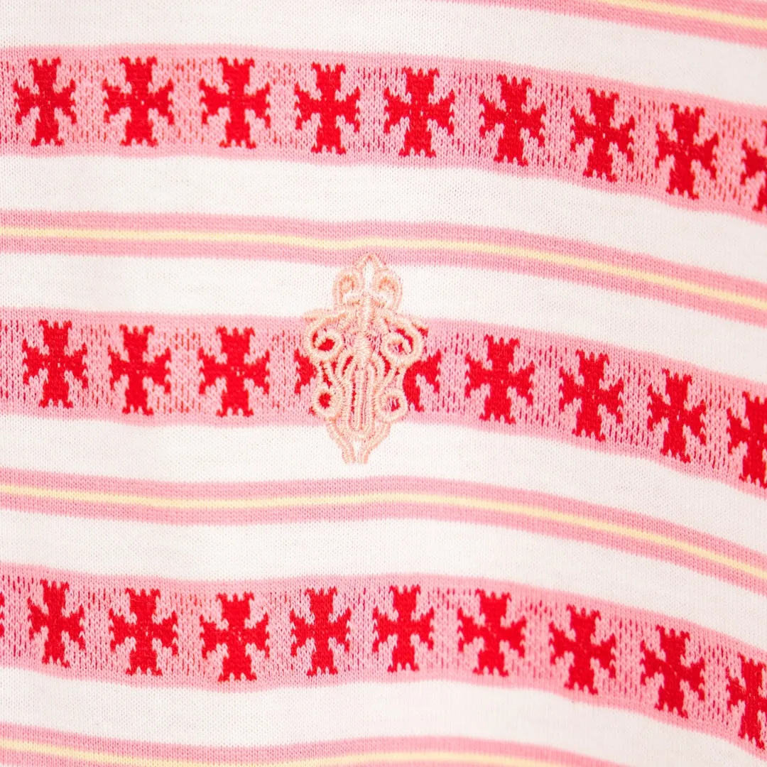 P250 zp version [exclusive supply] Chrome Hearts/Chrome Hearts SS25 new high-end cross jacquard knitted sea soul embroidered lapel Polo striped long sleeves 100% cotton cross jacquard knitted striped fabric ✝️ Customized old vintage brand hand-stitched buttons ✝️ Fully automatic positioning and tailoring Precise alignment of stripes ✝️ CH Chrome Hearts niche design cross jacquard striped long sleeves brings striped Polo to Next Levels Loose fit, same style for men and women Lazy and casual, street style, three-color hair, customized style. Color: blue, pink and black. Size: S M L XL. Number: WW10960.